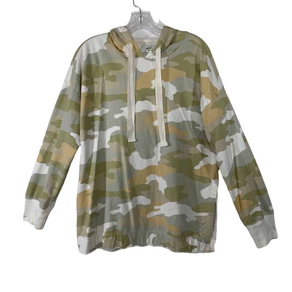 Aerie Womens Camo Hoodie Top Long Sleeve Size M Lightweight Pullover Side Split